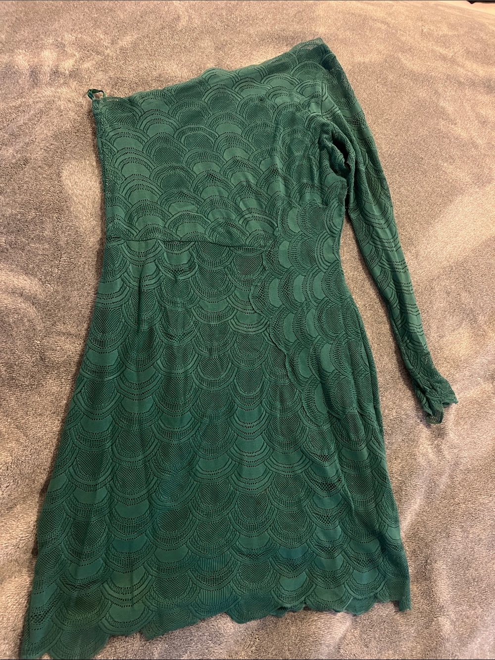 Gianni Bini Emerald Green One-Shoulder Lace Dress